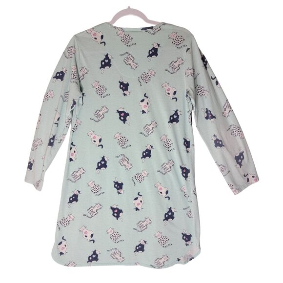 Vintage Character Womens Nightshirt Crazy Cat Lady Small Pjs All Over Cat Print - Picture 4 of 8